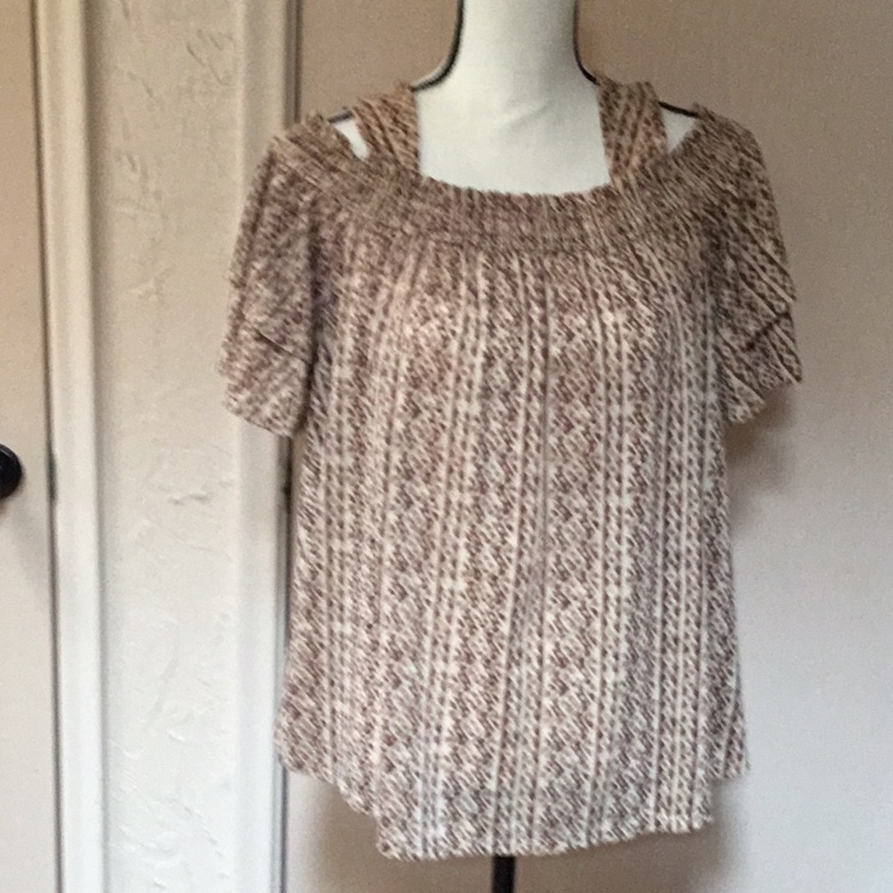 Chico’s Cold shoulder smocked blouse